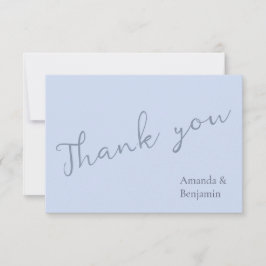 Eenvoudig minimalistisch Beau Blue Wedding Bedankkaart