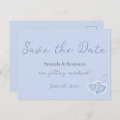 Eenvoudig minimalistisch Beau Blue Wedding Briefkaart (Voorkant / Achterkant)