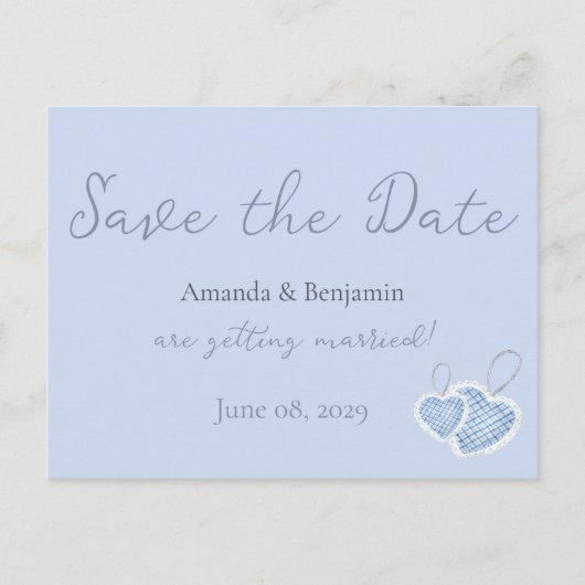 Eenvoudig minimalistisch Beau Blue Wedding Briefkaart (Voorkant)