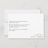 Eenvoudig minimalistisch bedankschrift | Zwart Bedankkaart (Achterkant)