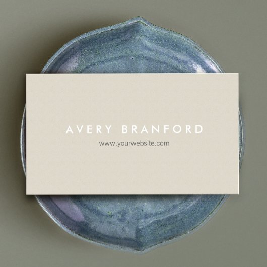 Eenvoudig minimalistisch beige Modern Elegant Visitekaartje