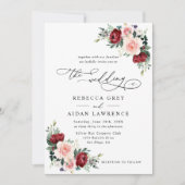 Eenvoudig minimalistisch Belgisch Blush Floral Wed Kaart (Voorkant)