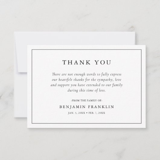 Eenvoudig minimalistisch Bereavement Sympathie Fun Bedankkaart (Voorkant)