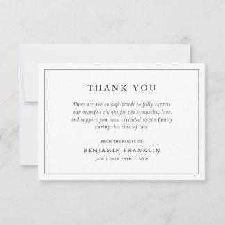 Eenvoudig minimalistisch Bereavement Sympathie Fun Bedankkaart