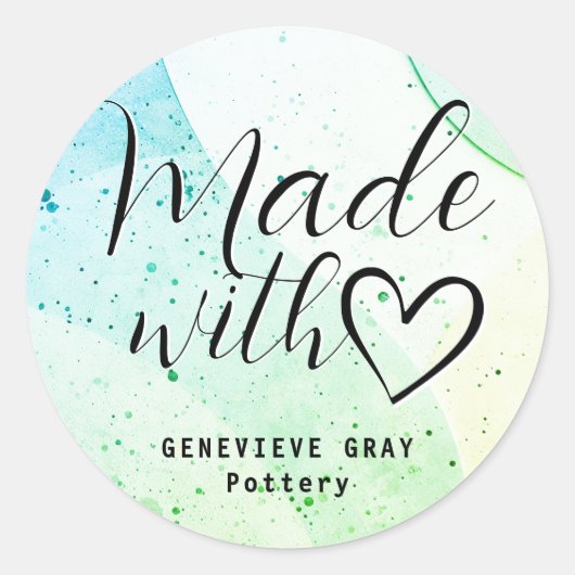 Eenvoudig minimalistisch beton gemaakt met liefdes ronde sticker (Voorkant)