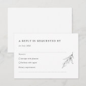 Eenvoudig minimalistisch bladerblad RSVP Reply Kaa (Voorkant / Achterkant)