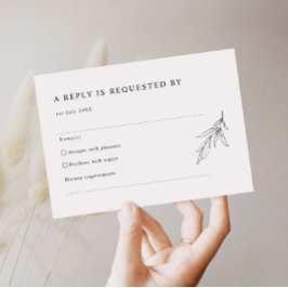 Eenvoudig minimalistisch bladerblad RSVP Reply Kaa Kaartje