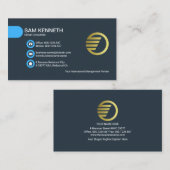 Eenvoudig minimalistisch blauw Button tabblad Cons Visitekaartje (Voorkant / Achterkant)