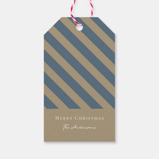 Eenvoudig minimalistisch blauw en beige vrolijk ke cadeaulabel (Achterkant)