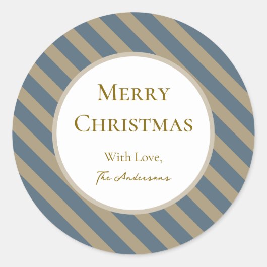 Eenvoudig minimalistisch blauw en beige vrolijk ke ronde sticker (Voorkant)