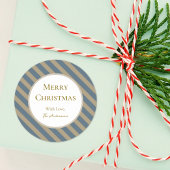 Eenvoudig minimalistisch blauw en beige vrolijk ke ronde sticker