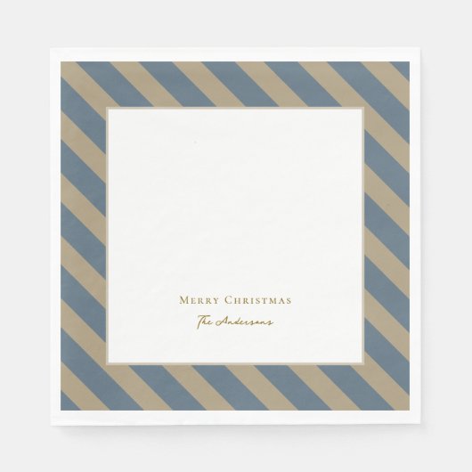 Eenvoudig minimalistisch blauw en beige vrolijk ke servet (Voorkant)