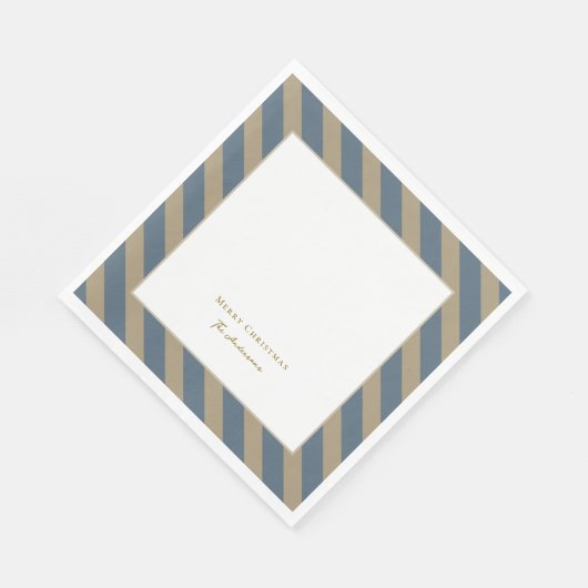 Eenvoudig minimalistisch blauw en beige vrolijk ke servet (Hoek)