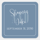 Eenvoudig minimalistisch blauw modern vierkante sticker (Voorkant)