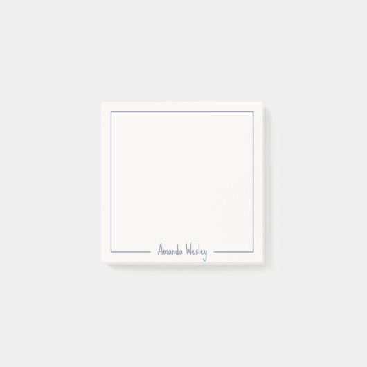 Eenvoudig Minimalistisch Blauw Monogram Volledige  Post-it® Notes (Voorkant)