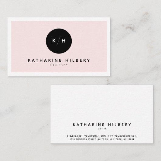 Eenvoudig minimalistisch blauw roze en zwart Visit Visitekaartje (Voorkant / Achterkant)