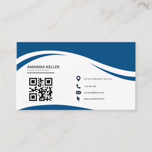 Eenvoudig minimalistisch blauw visitekaartje (Voorkant)