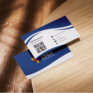 Eenvoudig minimalistisch blauw visitekaartje