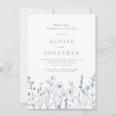 Eenvoudig minimalistisch blauw Wildflower repetiti Kaart (Voorkant)