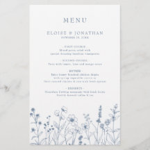 Eenvoudig minimalistisch blauw Wildflower Wedding 