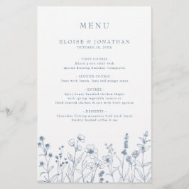 Eenvoudig minimalistisch blauw Wildflower Wedding 