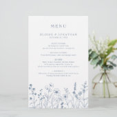 Eenvoudig minimalistisch blauw Wildflower Wedding  (Staand voorkant)