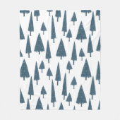 Eenvoudig minimalistisch blauw winterdenboompatroo fleece deken (Voorkant)