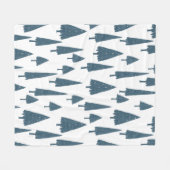 Eenvoudig minimalistisch blauw winterdenboompatroo fleece deken (Voorkant (Horizontaal))