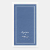 Eenvoudig minimalistisch blauw wit modern bruiloft servet (Voorkant)