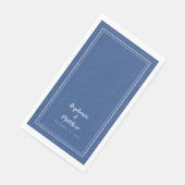 Eenvoudig minimalistisch blauw wit modern bruiloft servet (Hoek)