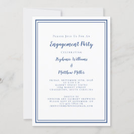 Eenvoudig Minimalistisch Blauw & Wit Verlovingsfee Kaart