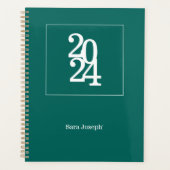 Eenvoudig Minimalistisch Blauwgroen 2024 wekelijks Planner (Voorkant)