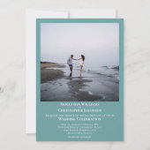 Eenvoudig minimalistisch Blauwgroen huwelijk met m Kaart (Voorkant)