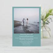 Eenvoudig minimalistisch Blauwgroen huwelijk met m Kaart (Staand voorkant)