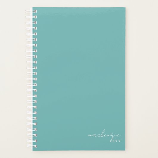 Eenvoudig minimalistisch Blauwgroen Turquoise, per Planner (Voorkant)