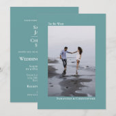 Eenvoudig minimalistisch Blauwgroen verticaal foto Kaart (Voorkant / Achterkant)