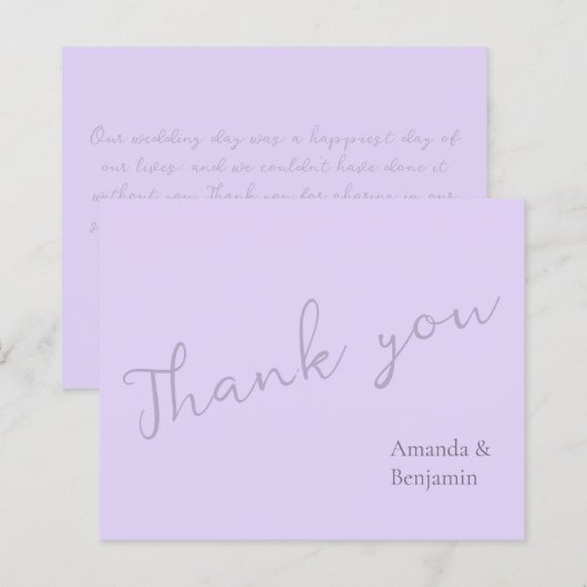 Eenvoudig minimalistisch Bleek lavender Weddenscha (Voorkant / Achterkant)