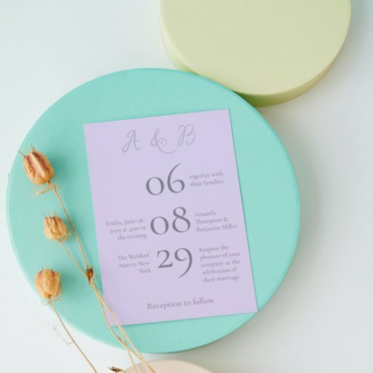 Eenvoudig minimalistisch Bleek lavender Weddenscha Kaart