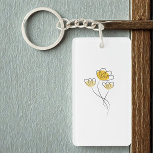 Eenvoudig Minimalistisch Bloem Ontwerp Meisjes Sleutelhanger