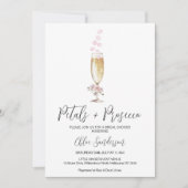Eenvoudig minimalistisch bloemblaadje en Prosecco Kaart (Voorkant)