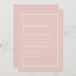 Eenvoudig minimalistisch 'Blush Modern Wedding' Kaart