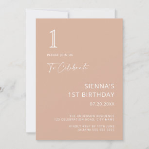 Eenvoudig minimalistisch Blush Pink Girl 1ste verj Kaart