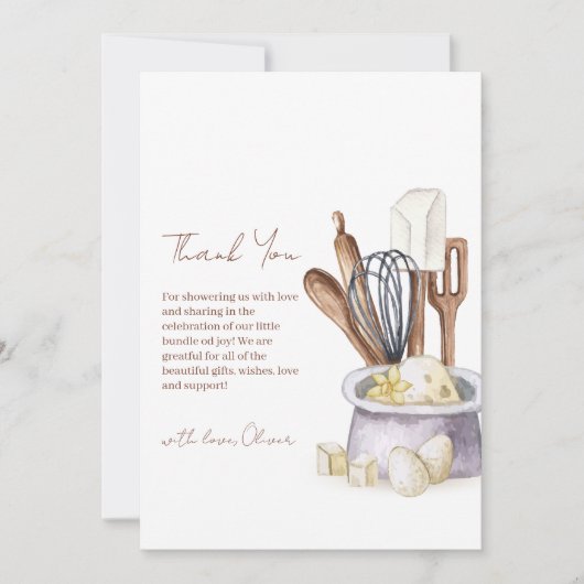 Eenvoudig minimalistisch Boho Bakery Chef Baby sho Bedankkaart (Voorkant)