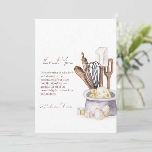 Eenvoudig minimalistisch Boho Bakery Chef Baby sho Bedankkaart (Staand voorkant)