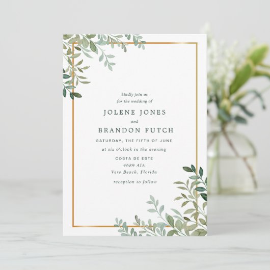 Eenvoudig minimalistisch botanisch huwelijk kaart (Staand voorkant)