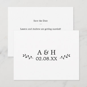 Eenvoudig minimalistisch botanisch monogram sparen briefkaart