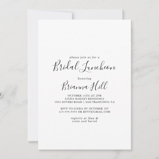 Eenvoudig minimalistisch bridal Luncheon-Vrijgezel Kaart (Voorkant)