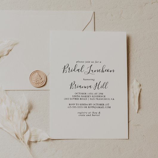 Eenvoudig minimalistisch bridal Luncheon-Vrijgezel Kaart