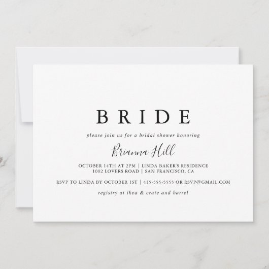 Eenvoudig minimalistisch bruid Vrijgezellenfeest Kaart (Voorkant)