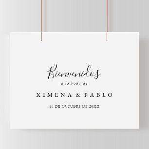 Eenvoudig minimalistisch bruiloft Bienvenidos-teke Poster